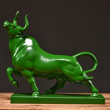 绿实木雕刻牛气冲天摆件中式生肖牛家居玄关创意摆设公司开业礼品