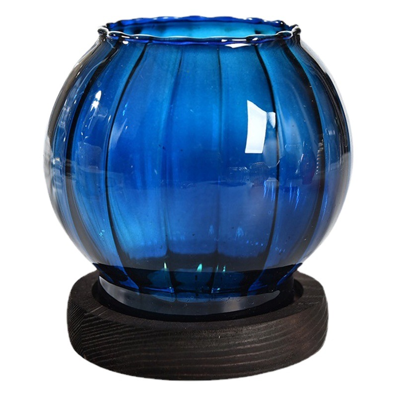 De estilo europeo de cristal de color candelabro vela cena Zen retro hogar a prueba de viento cubierta de la vela decoración China