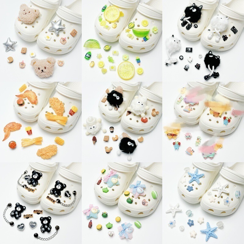 New cartoon cute DIY hole shoes accessories creative detachable three-dimensional shoes flower buckle shoes decorative buckle