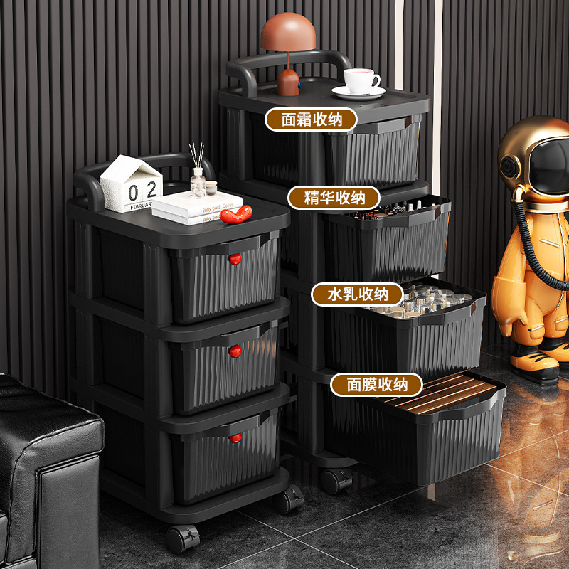 収納トロリー収納ラック家庭用スナック化粧品床置きモバイル車輪付き多層引き出し収納キャビネット|undefined