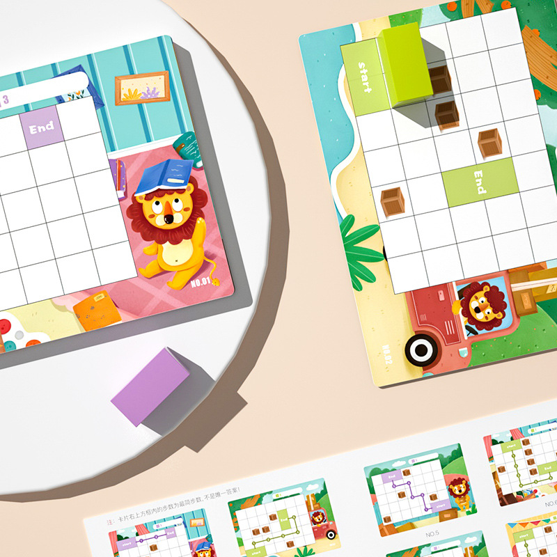 León de madera caja empuje bloques construcción juego educación la primera infancia inteligencia cognitiva desarrollo pensamiento Juguetes image 2