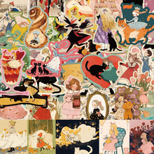 50张童话故事卡通人物动物手账素材贴纸装饰笔记本行李箱文具贴画