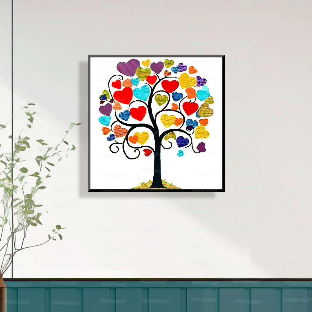 Mona Lisa real bordado cruzado árbol de amor 2026 nueva pieza pequeña simple fresca encantadora sala de estar bordado a mano image 3