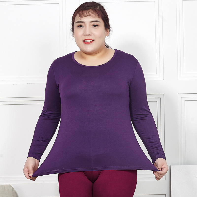 中老年人莫木代尔大号秋衣女薄款加肥遮肚码内衣胖妈妈上衣单件|ms