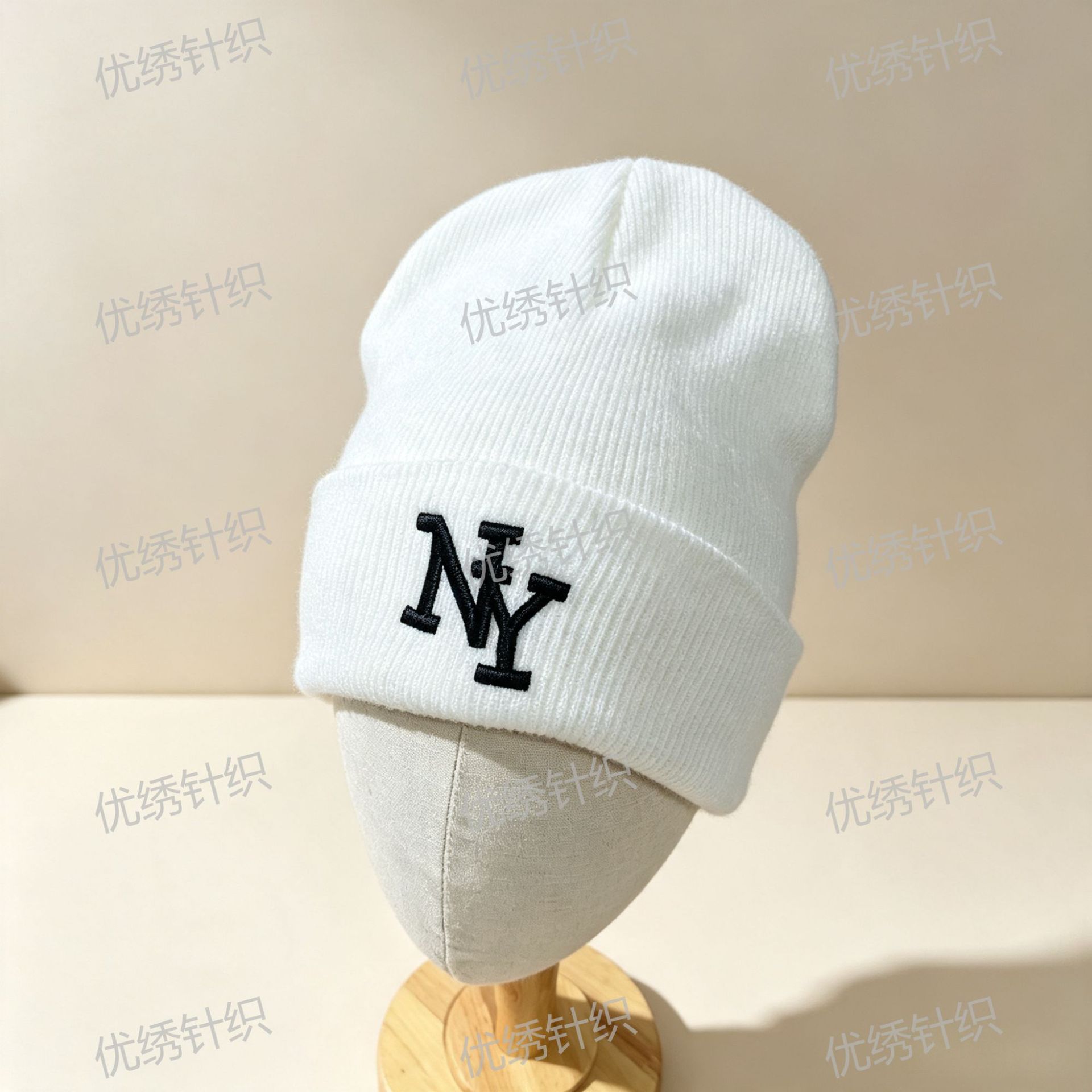 ny刺绣冰帽跨境爆款针织帽男女通用时尚帽冬帽批发圆顶休闲保暖