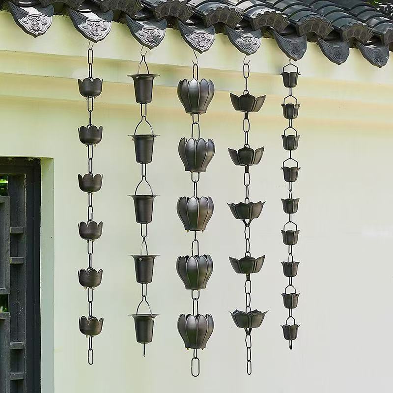 中式庭院雨链别墅屋檐雨水链天沟雨槽导雨链风铃装饰排水链雨霖铃