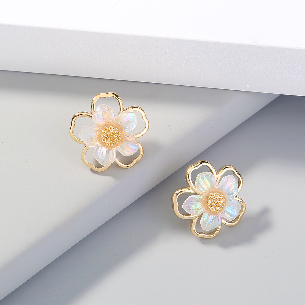 Simple Colorful Petals Flower Earrings display picture 7