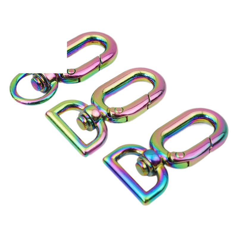 Gancho de hardware de equipaje de oro colorido gancho de aleación de zinc colgante de ropa plateada hebilla en forma de huevo hebilla de resorte de metal de cadena colorida