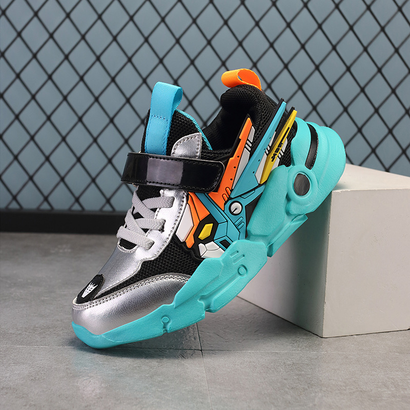 Niños 2023 primavera y otoño nueva moda cuero medio y grande niños zapatos para correr casual medio y grande niños zapatilla