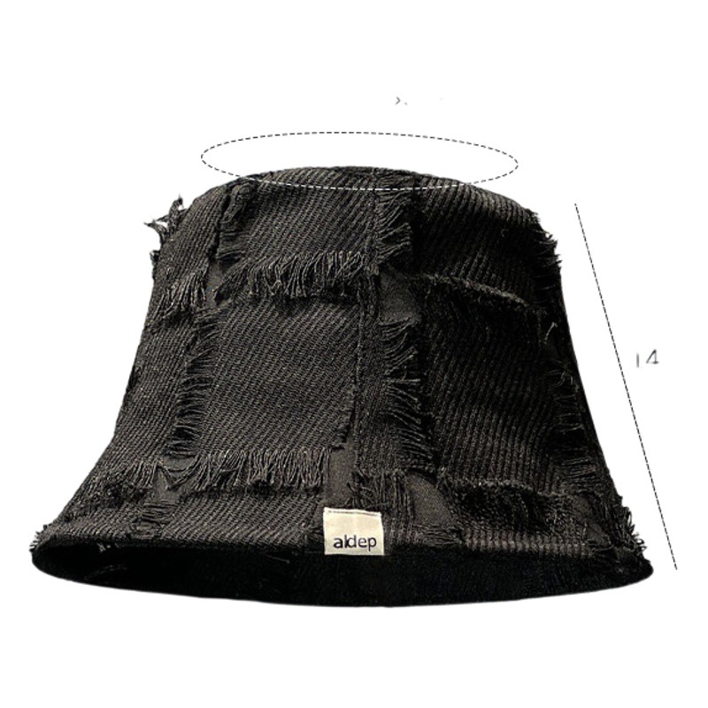 Sombrero de pescador retro japonés de primavera y verano de las mujeres estilo coreano diseño de nicho sombrero de cubo a cuadros deshilachado sombrero de Cuenca de protección solar de todo fósforo