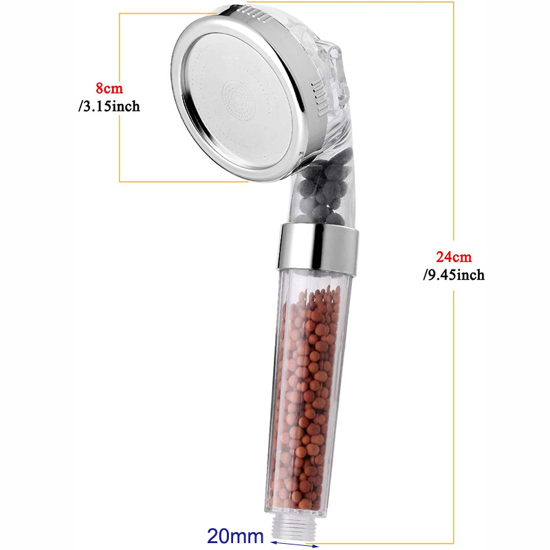 Three-speed pressure-increasing water-saving showerhead, negative ion showerhead with hose and showerhead stand, American handheld showerhead set details Picture