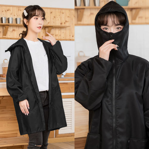 Kitchen apron protective suit with hat for cooking, anti-smoke and anti-oil, for women, home use, waterproof and oilproof clothing