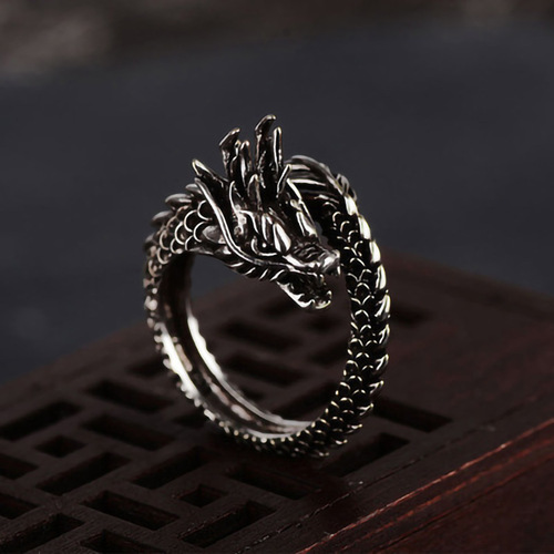 European and American new trendy men's retro ring jewelry, fashionable dragon tail ring, domineering men's ring wholesale