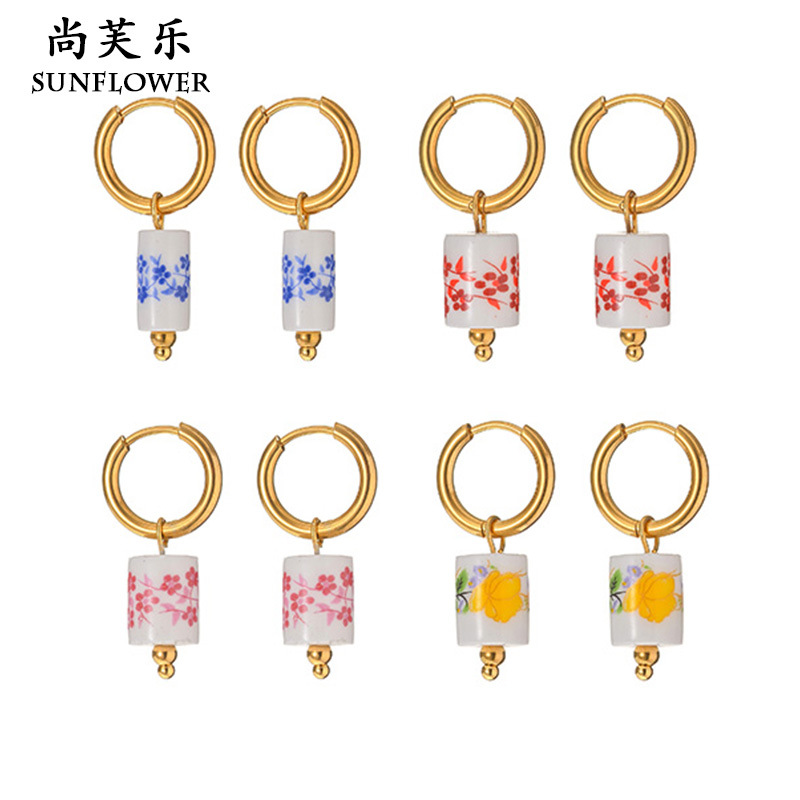 Blue and white earrings