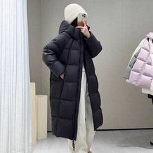 2025冬季韩版中长款羽绒服女加厚白鸭绒百搭气质连帽冬季休闲外套