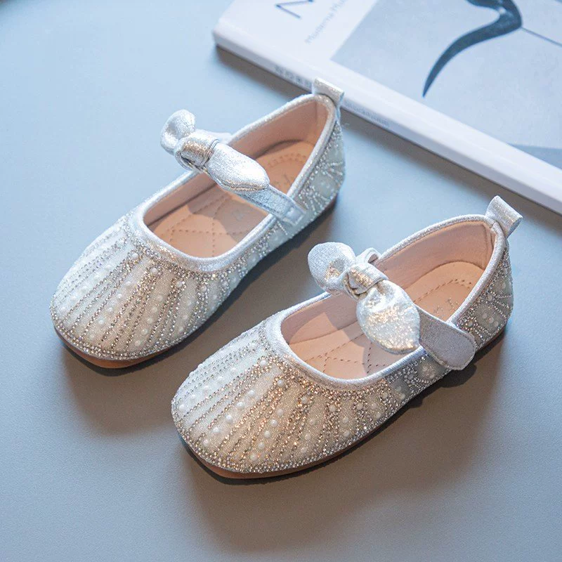 Детская обувь, туфли-балетки для девочек, весна-осень 2025, туфли-принцессы для девочек постарше, кожаные туфли в корейском стиле на мягкой подошве с низким каблуком для выступлений