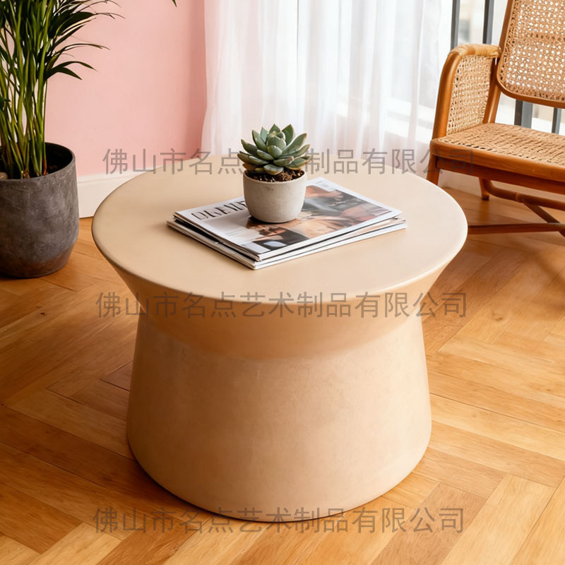 Cement Round Coffee Table Glossy Imitation Ceramic Hupc High Concrete Side Table Living Room Household Special-Shaped Grc Side Table