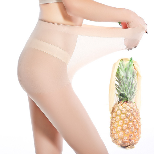 Sheer women's summer pineapple pattern velvet anti-pilling any cut 0D black pantyhose wholesale