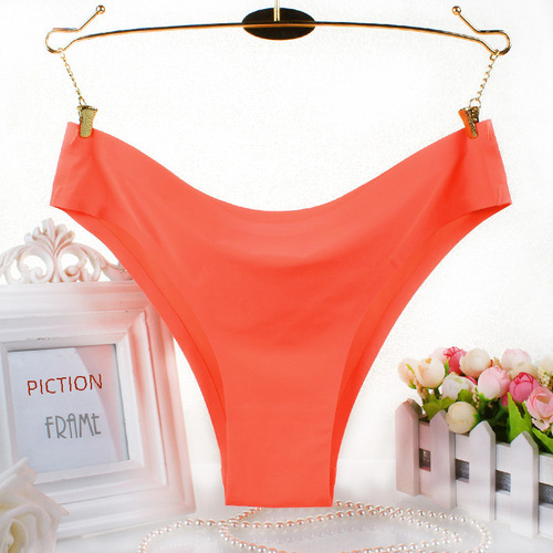 Low-rise sexy one-piece seamless ice silk underwear, pure cotton gusset lady's triangle underwear on Amazon