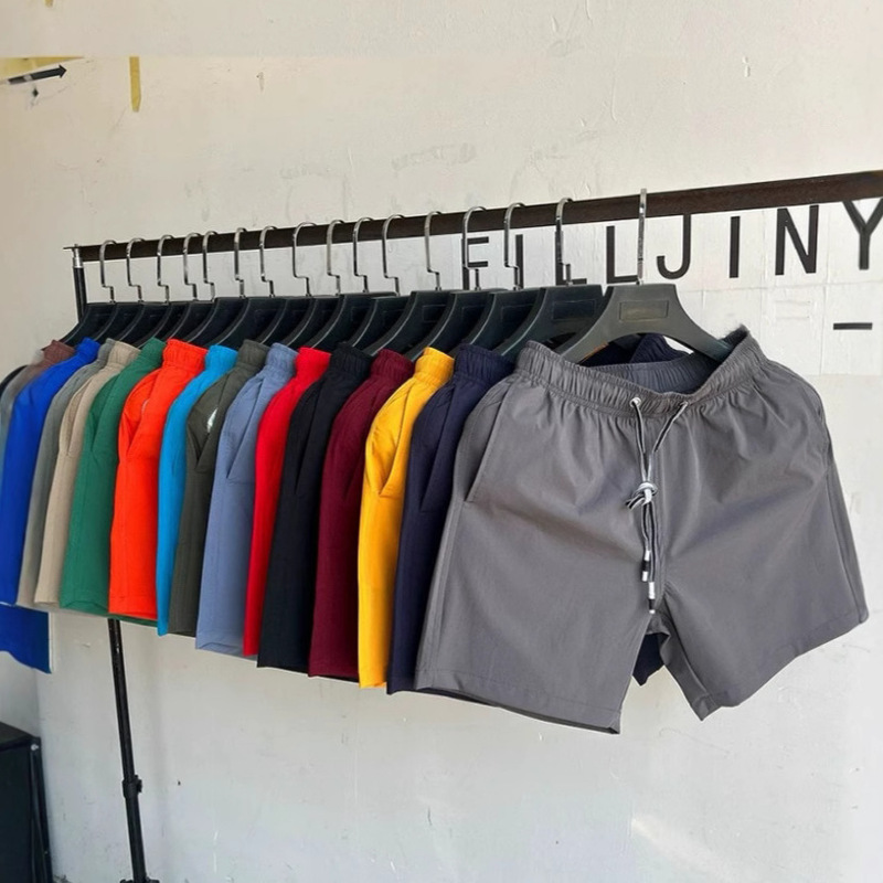 Factory Direct Sale Summer Lightweight Ice Silk Shorts Men's Running Training Quick-Dry Beach Casual Three-Quarter Shorts