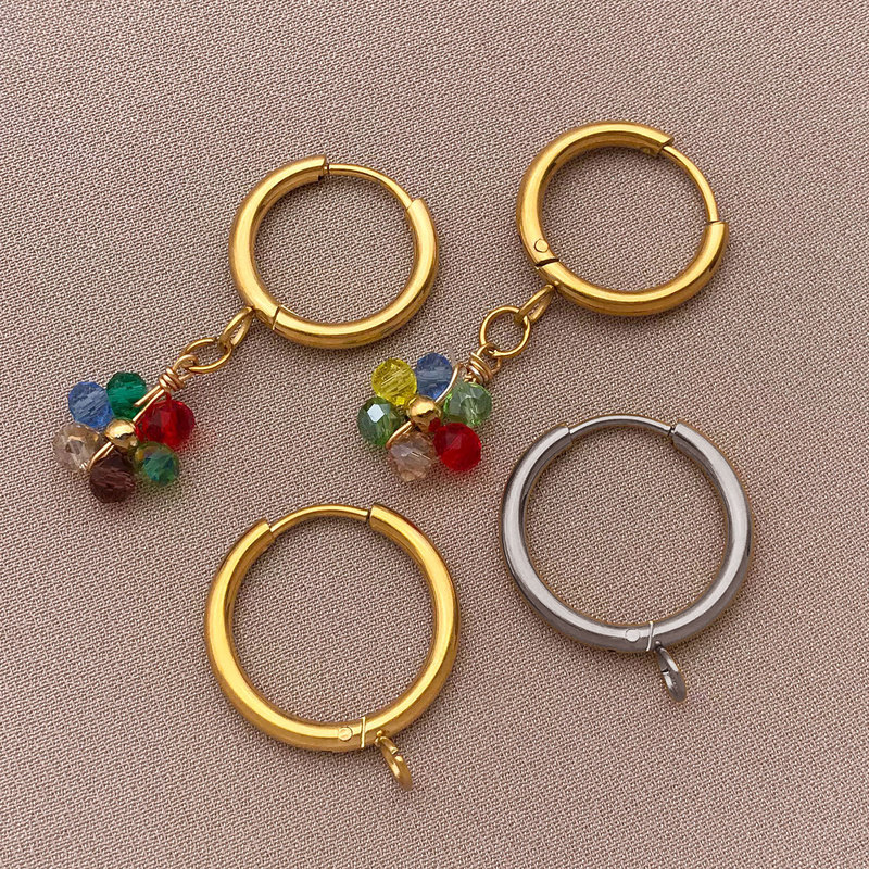 シンプルなステンレス鋼のイヤリングアクセサリー高色保持イヤリングラウンドクロスイヤリング手作り diy イヤリング材料卸売|undefined
