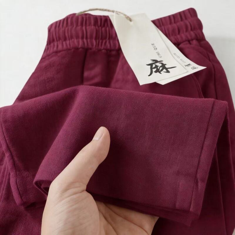 Casual straight-leg cropped pants for commuting, summer ice silk breathable elastic pocket style, relaxed feel cropped trousers Casual straight-leg cropped pants for commuting, summer ice silk breathable elastic pocket style, relaxed feel cropped trousers