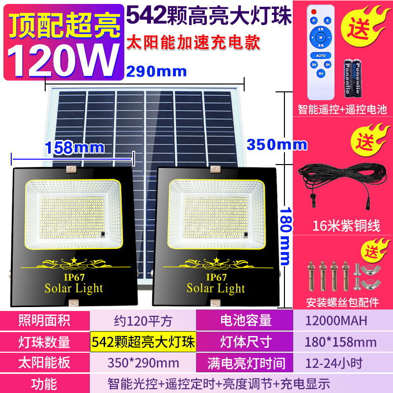 Zhongshan lámpara solar luz de inundación nueva iluminación del hogar rural impermeable Super brillante Lámpara de calle solar lámpara de jardín al aire libre