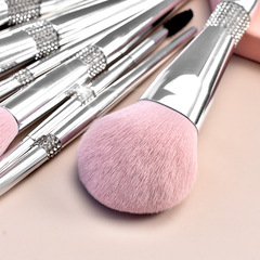 [Biyouyi patented 11 silver white pink high-end diamond makeup brushes with soft bristles eye shadow and foundation beauty tools