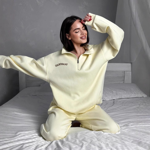 2025 New European and American Amazon Versatile Casual Fashion Thickened Embroidery Long Sleeve Sweatshirt Pants Two Piece Set 