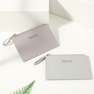 Manufacturer Supplies Korean Style Pure Color Mini Wallet for Women, Creative Card Holder, Pu Zipper Small Coin Purse, Male Card Holder