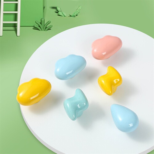Colorful Lightning Cloud Ceramic Handle Children's Cabinet Wardrobe Door Handle Cute Drawer Handle Single Hole Cabinet Handle