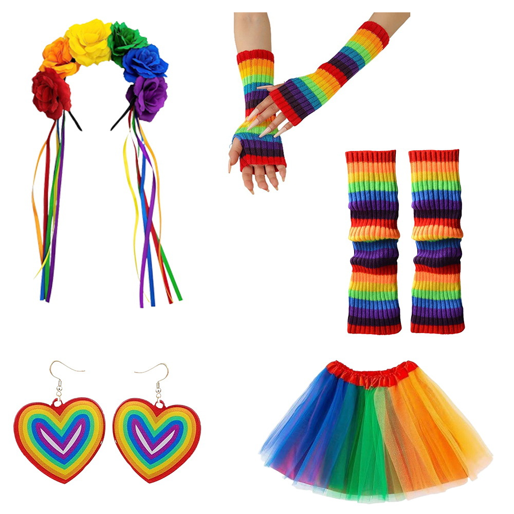 Festival del arco iris pelucas coloridas arco iris bandas de cabello tocado de fiesta disfraz de espectáculo de vestuario accesorios