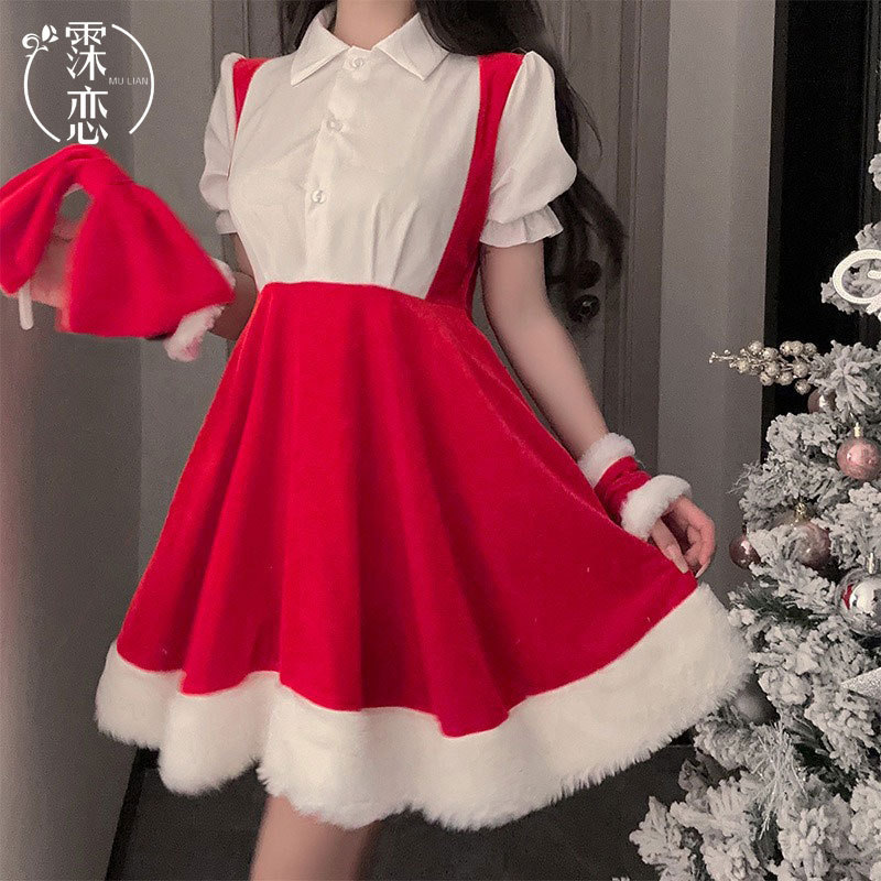Romantic Lingerie Uniform Plush Christmas Holiday Outfit Sensual Clothing Pure Desire New Year Date Fairy Style