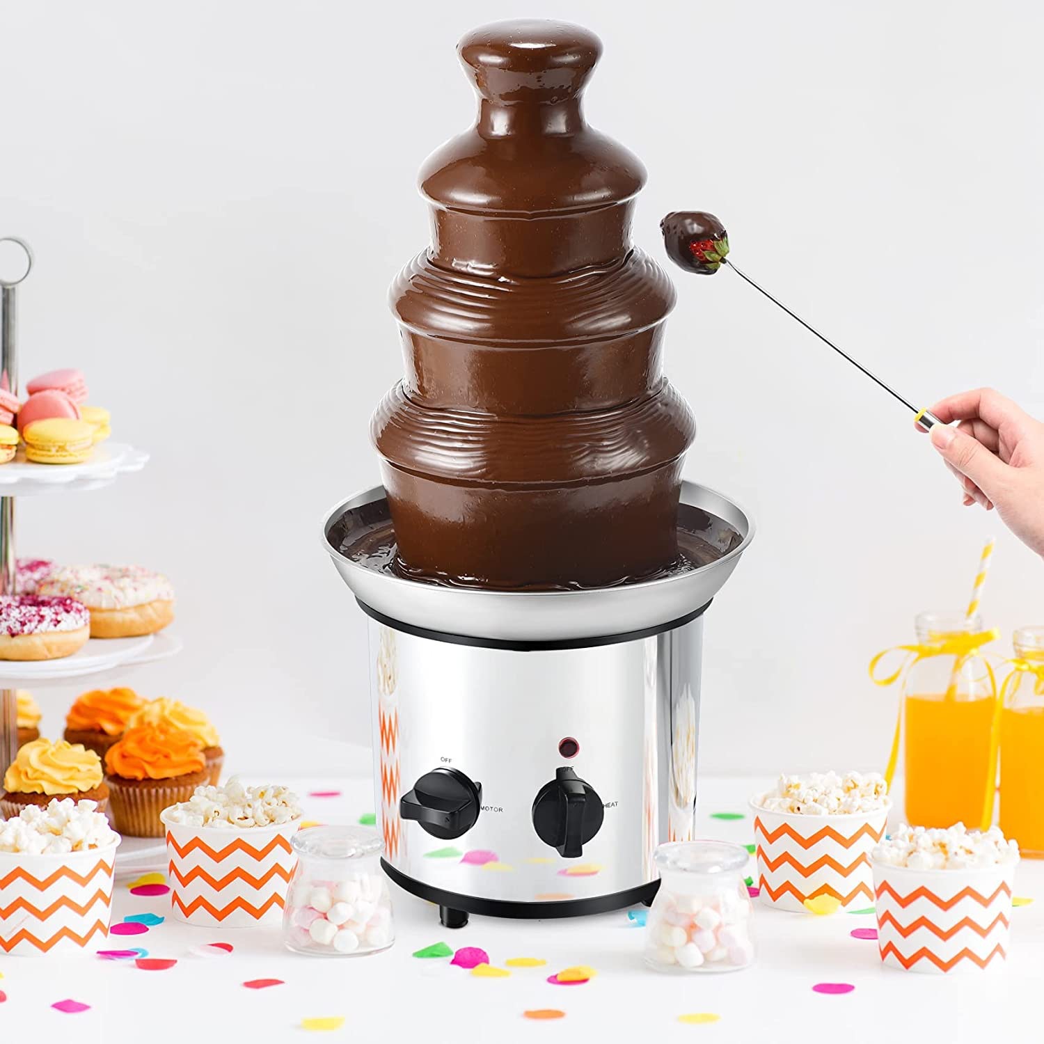 Torre de fusión de chocolate de cuatro capas grande transfronteriza Mezclador de chocolate de bricolaje Fuente Máquina de fuente de chorro de fusión de cascada