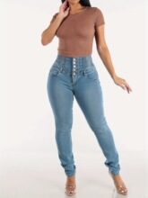 V 12852 Stretch Slim High Waist Blue Jeans ��������ţ��ѝ