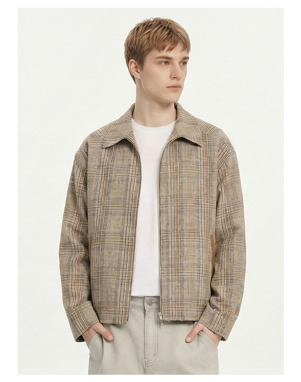 MADEEXTREME Prince of Wales Plaid Zip-Up Loose Jacket