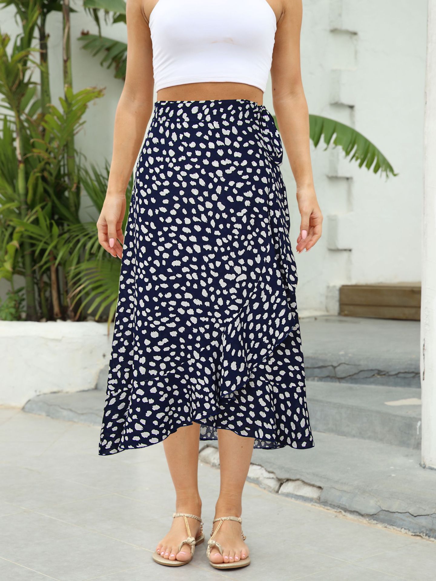 Summer Spring Casual Printing Cotton Blend Polyester Maxi Long Dress Skirts display picture 11