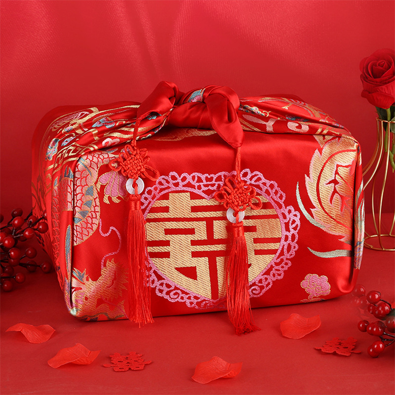 喜庆用结婚包袱皮婚庆用品刺绣新娘陪嫁包袱大红烫金包袱新娘盖头