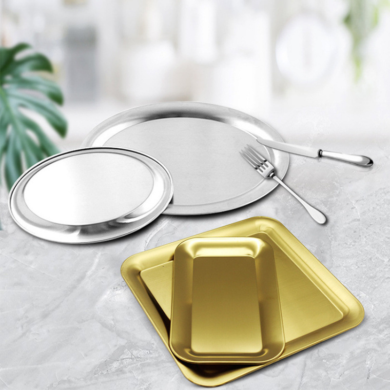 不锈钢304长方椭圆形餐碟子加厚酒店早餐托盘食物餐碟厂家批发