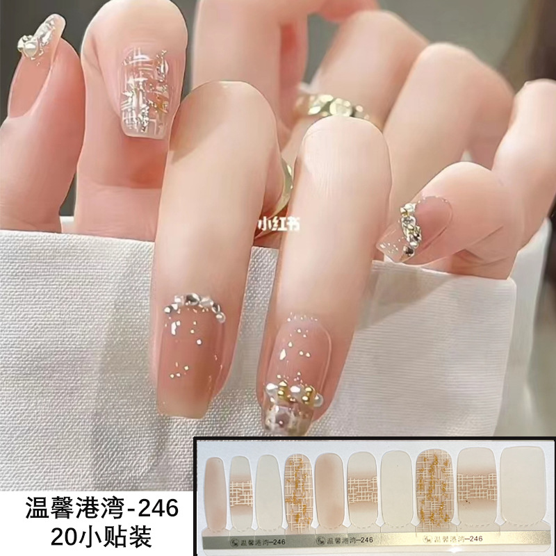 Nuevo 20 pegatinas de uñas 20 pegatinas de dedo completo para hornear pegatinas sin lámpara en stock pegatinas de uñas transfronterizas al por mayor