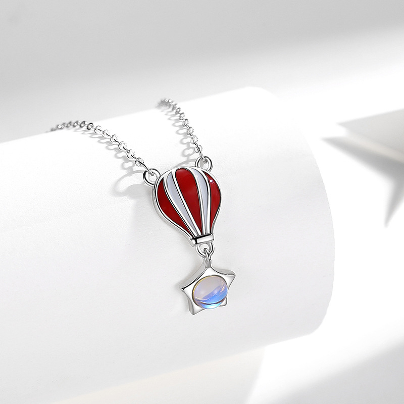 Collar de plata esterlina s925 estilo coreano creativo globo de aire caliente amor confesión romántica Cadena de clavícula estilo coreano de las mujeres moda plata esterlina