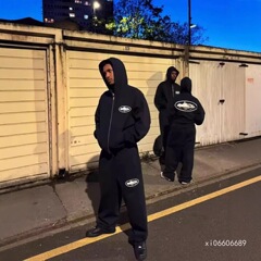 Corteiz美式街头嘻哈恶魔岛印花加绒拉链开衫连帽卫衣男潮牌外套