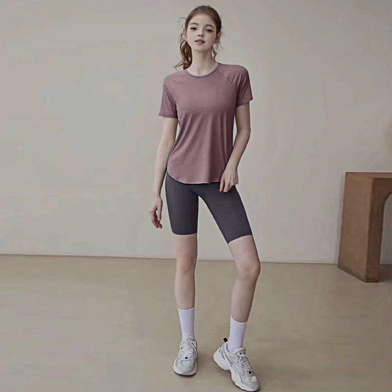 スポーツ速乾性 Tシャツ女性の大きいサイズルーズメッシュカジュアルフィットネス半袖ランニングヨガトップ女性の夏の供給|undefined