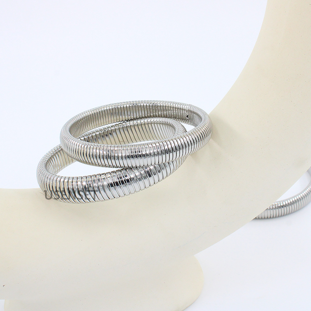 Fashion Geometric Stainless Steel Plating Zircon Bangle 1 Piece