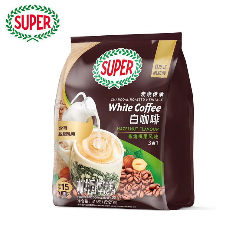Malaysian Original Imported Super Brand Charcoal Roasted Hazelnut White Coffee 315g Three-In-One Instant Coffee Malaysian Original Imported Super Brand Charcoal Roasted Hazelnut White Coffee 315g Three-In-One Instant Coffee