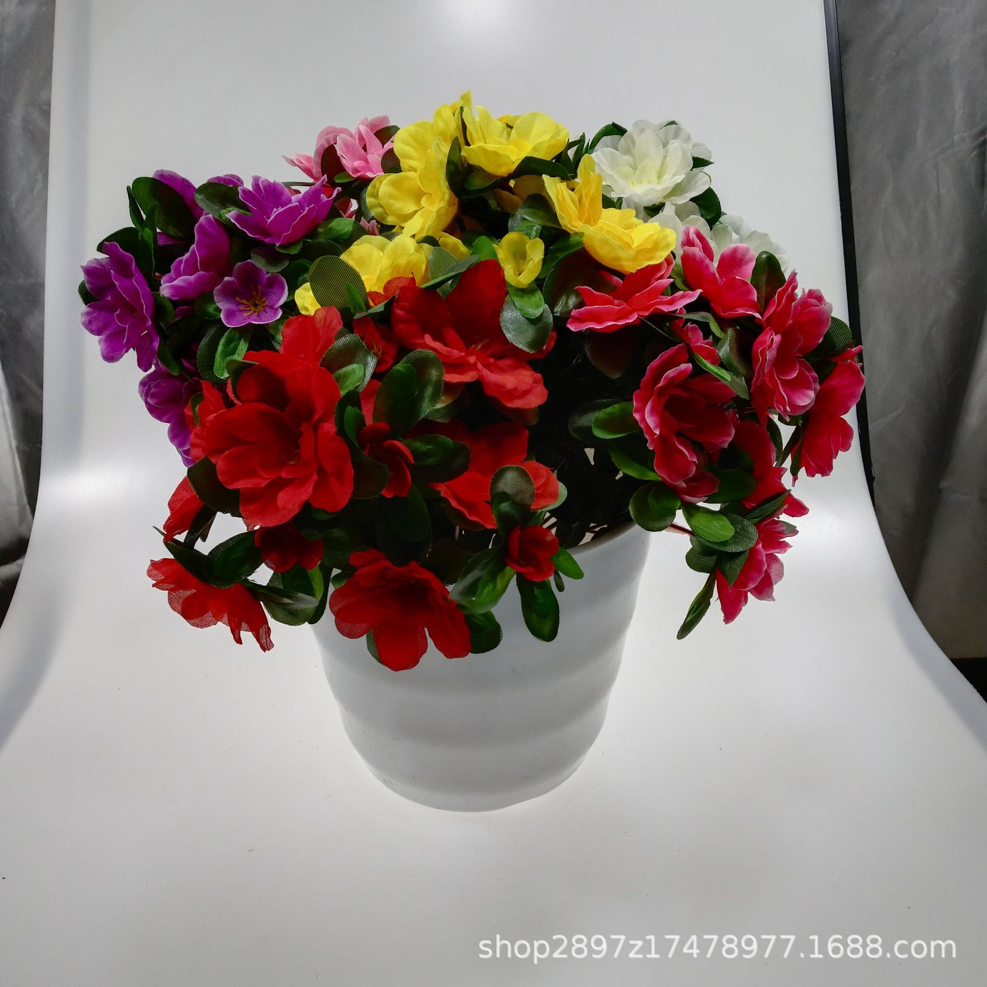 Manufacturer Supply Artificial Flower Large Azalea 5-pronged Small Azalea Yingshan Red Engineering Decorative Flower Spot Wholesale