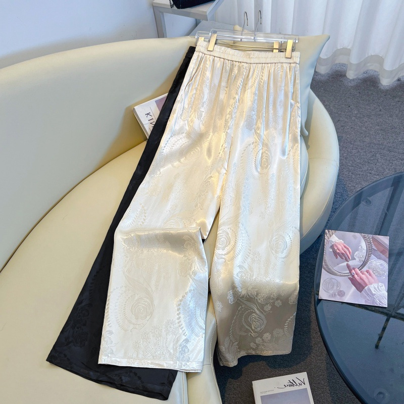Quality-Guaranteed Silk Age-Reducing Comfortable New Chinese-Style Ethnic Jacquard Slimming Retro Wide-Leg Pants Quality-Guaranteed Silk Age-Reducing Comfortable New Chinese-Style Ethnic Jacquard Slimming Retro Wide-Leg Pants