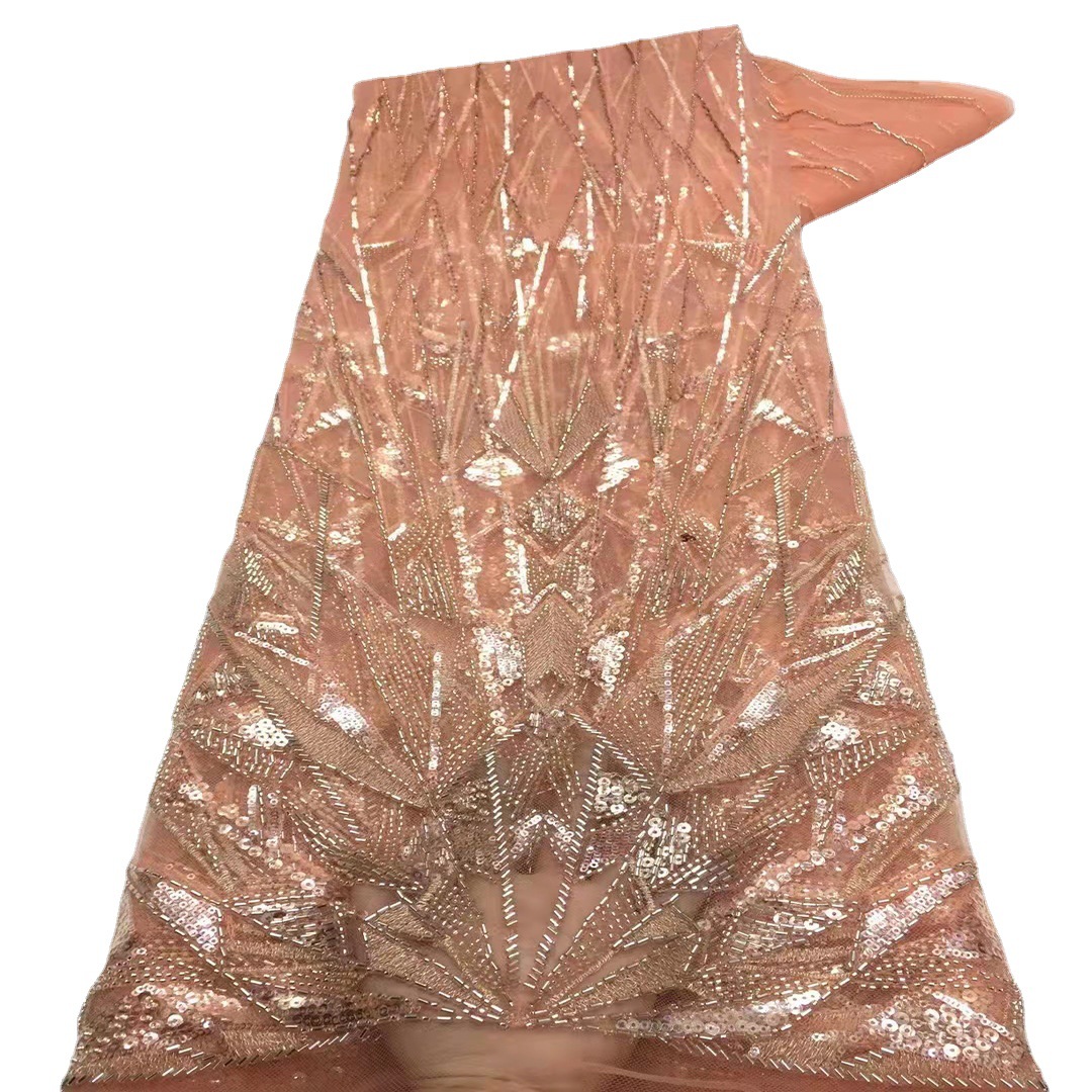 Irregular lentejuelas con cuentas bordado de tela de moda vestido de novia francés encaje tela francesa JX1965 image 6