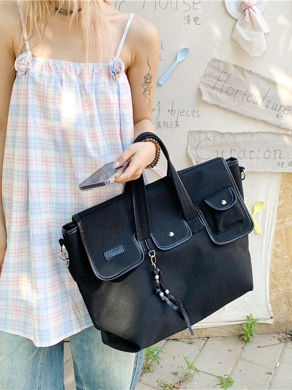 Nuevo estilo transfronterizo coreano bolsas de lona de bolsillo de nicho de estilo artístico de gran capacidad de bolsas de hombro