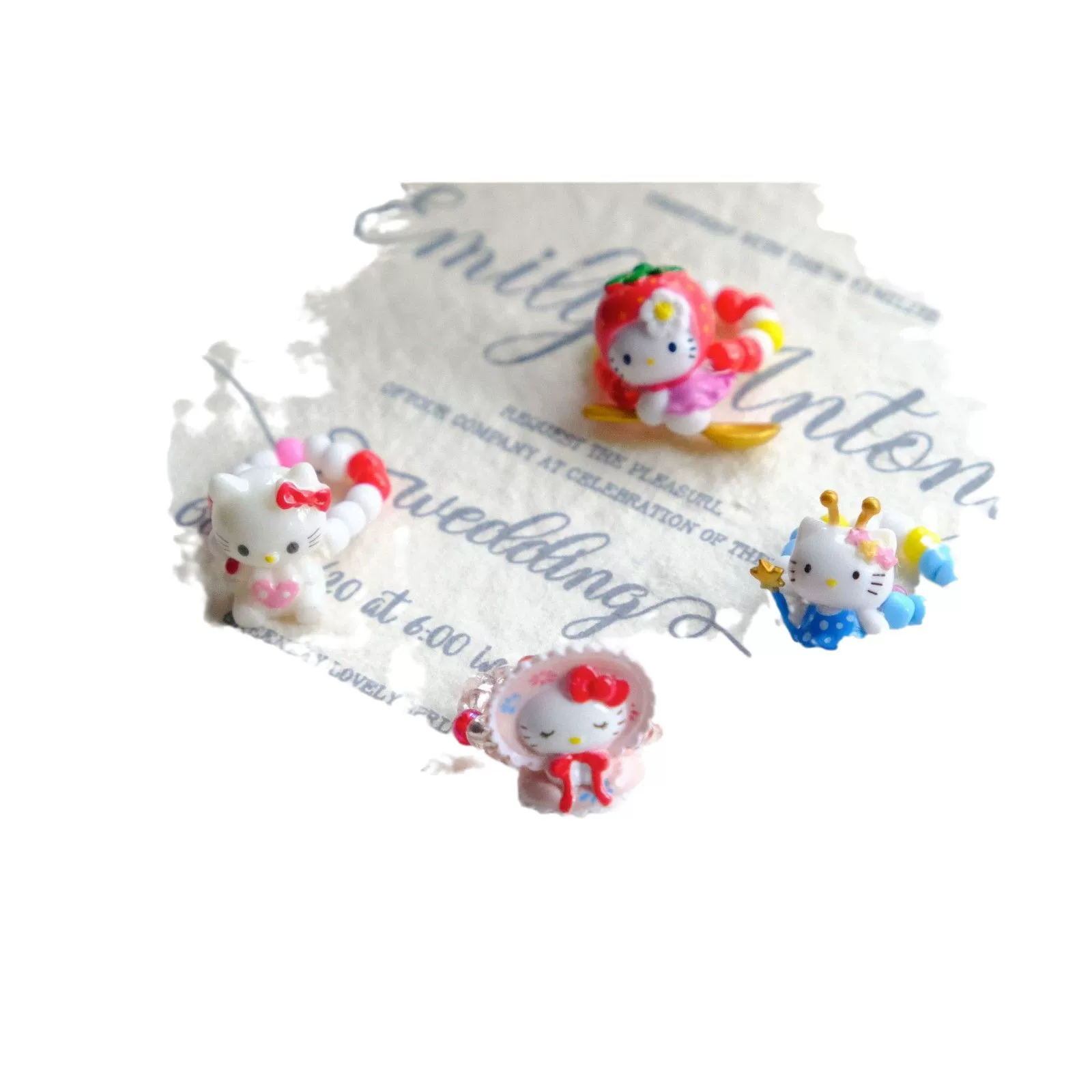 Эластичное бисерное кольцо Hello Kitty, ручная работа, мультяшный милый дизайн, разноцветные бусины